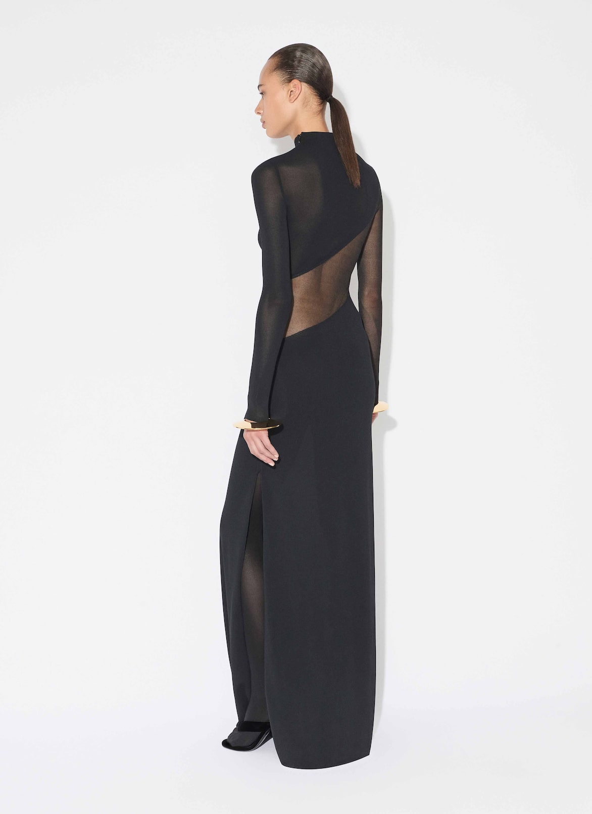 SILK KNIT CUT OUT DRESS ALAÏA BLACK SILK KNIT CUT OUT DRESS